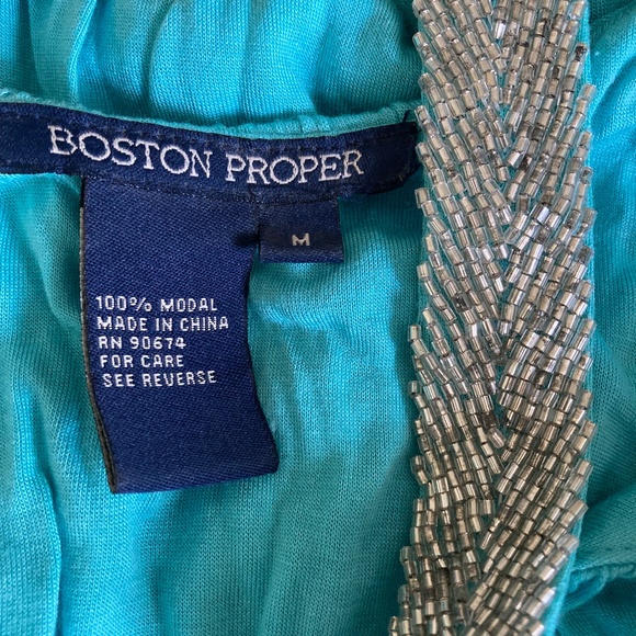 Boston Proper Aqua Blue Tank Top w Silver Beaded Straps Size M - Picture 8 of 13